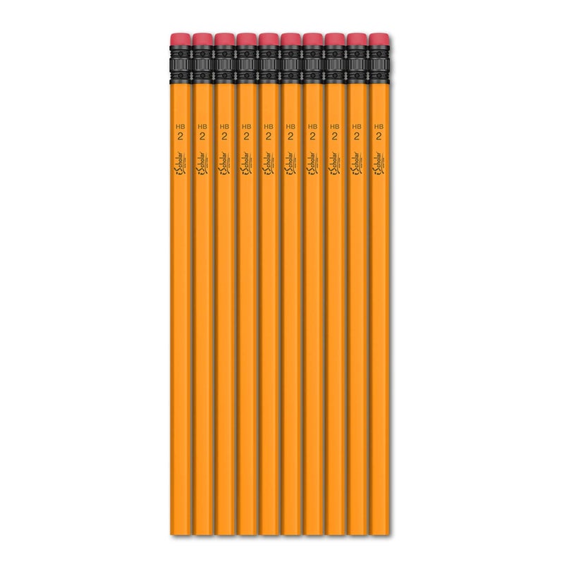 iScholar No. 2 Yellow Pencils with Erasers, 1 pack of 10 Pencils, Yellow (33310) - Image 2